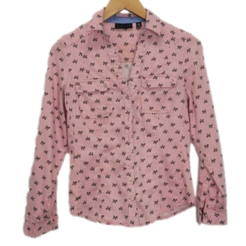 New York and Company Long Sleeve Button Up Double breasted Pocket Shirt